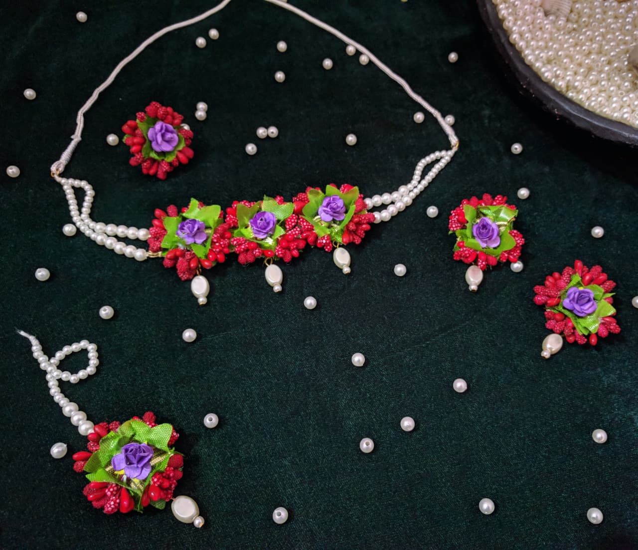 Purple floral bridal set